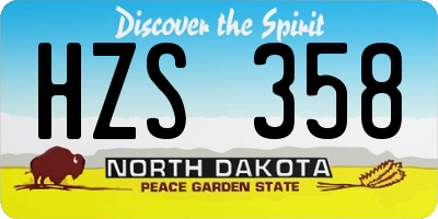 ND license plate HZS358