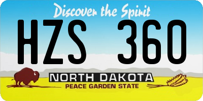 ND license plate HZS360