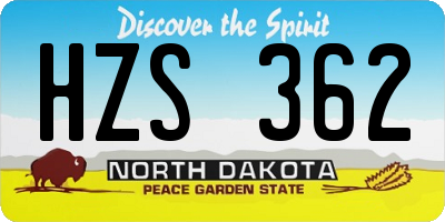 ND license plate HZS362