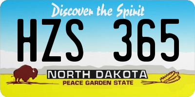 ND license plate HZS365