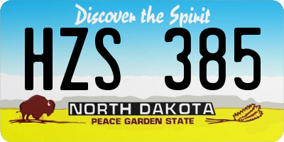 ND license plate HZS385