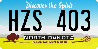 ND license plate HZS403
