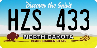ND license plate HZS433