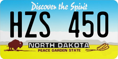 ND license plate HZS450