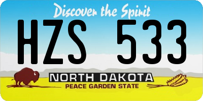 ND license plate HZS533