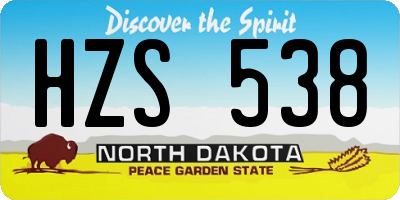 ND license plate HZS538