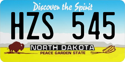 ND license plate HZS545