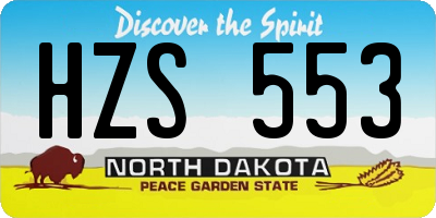ND license plate HZS553