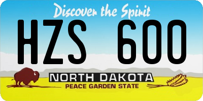 ND license plate HZS600