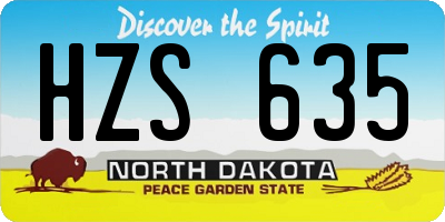 ND license plate HZS635