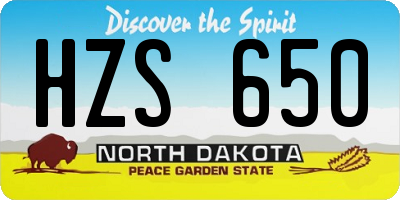 ND license plate HZS650