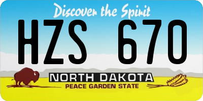 ND license plate HZS670