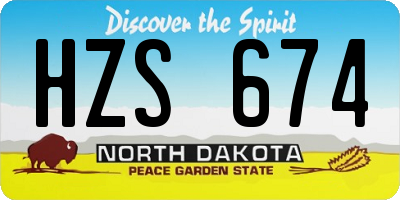 ND license plate HZS674