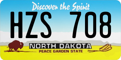 ND license plate HZS708