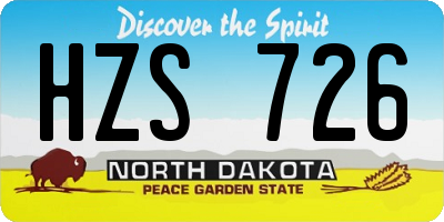 ND license plate HZS726