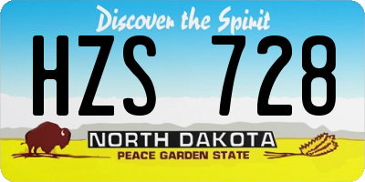 ND license plate HZS728