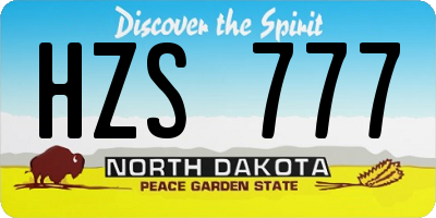 ND license plate HZS777