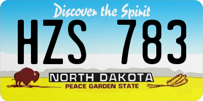 ND license plate HZS783