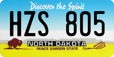 ND license plate HZS805
