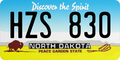 ND license plate HZS830