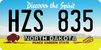 ND license plate HZS835
