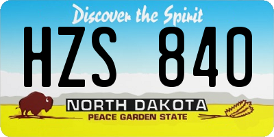 ND license plate HZS840
