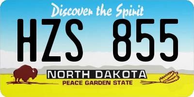 ND license plate HZS855