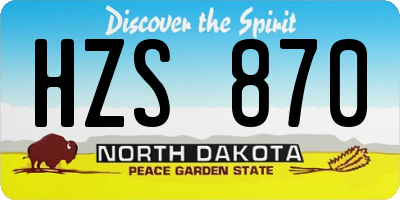 ND license plate HZS870