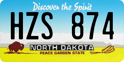 ND license plate HZS874