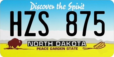 ND license plate HZS875
