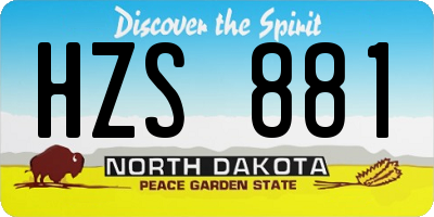 ND license plate HZS881
