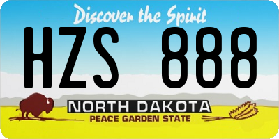 ND license plate HZS888