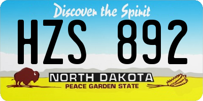 ND license plate HZS892