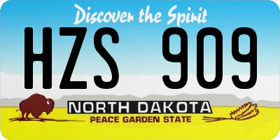 ND license plate HZS909