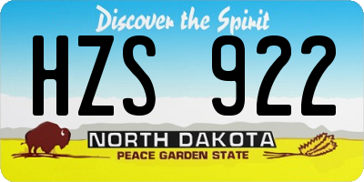 ND license plate HZS922