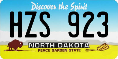 ND license plate HZS923