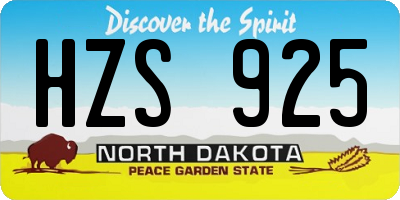 ND license plate HZS925