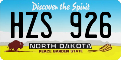 ND license plate HZS926