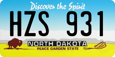 ND license plate HZS931