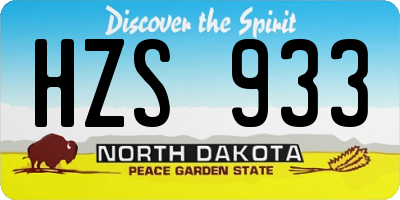 ND license plate HZS933
