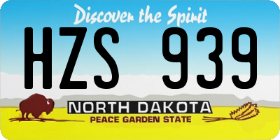 ND license plate HZS939