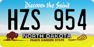 ND license plate HZS954