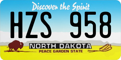 ND license plate HZS958