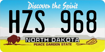 ND license plate HZS968