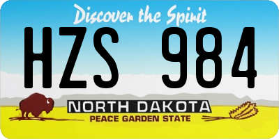 ND license plate HZS984