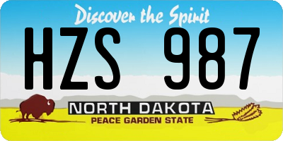 ND license plate HZS987