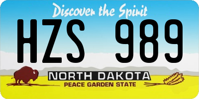 ND license plate HZS989