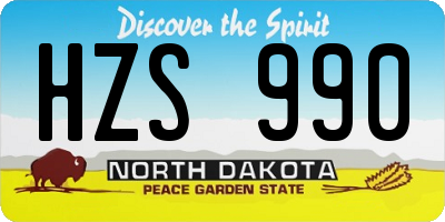 ND license plate HZS990