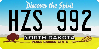 ND license plate HZS992