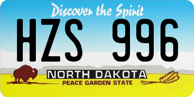 ND license plate HZS996